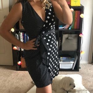 Polka dotted wrap dress 🤍🖤